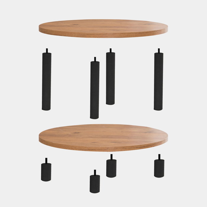 Hanah Home Mesa de Centro Roby - Negro y Pino Atlántico, Tablero Melamina 25mm, Patas Madera Carpe